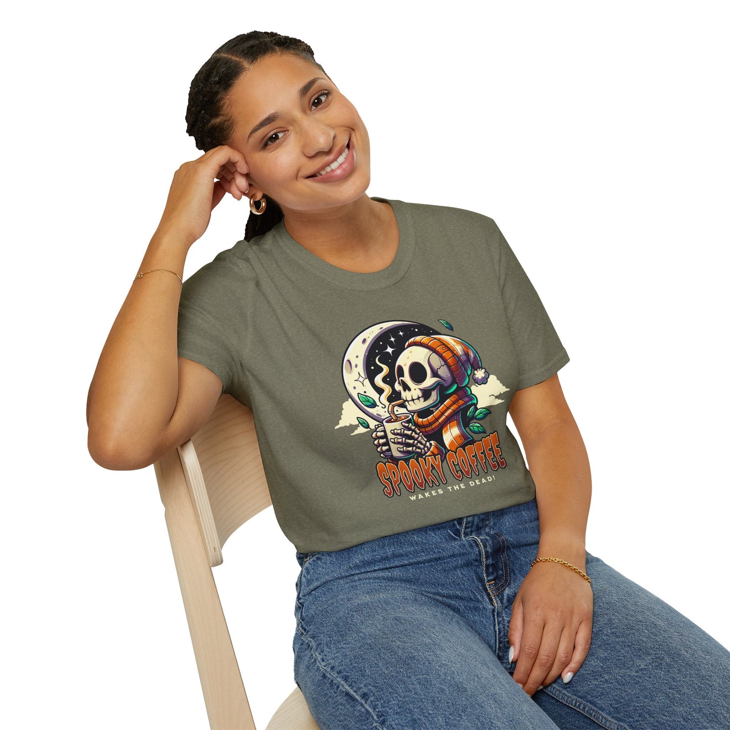 Spooky Coffee Skeleton Unisex Graphic T-Shirt