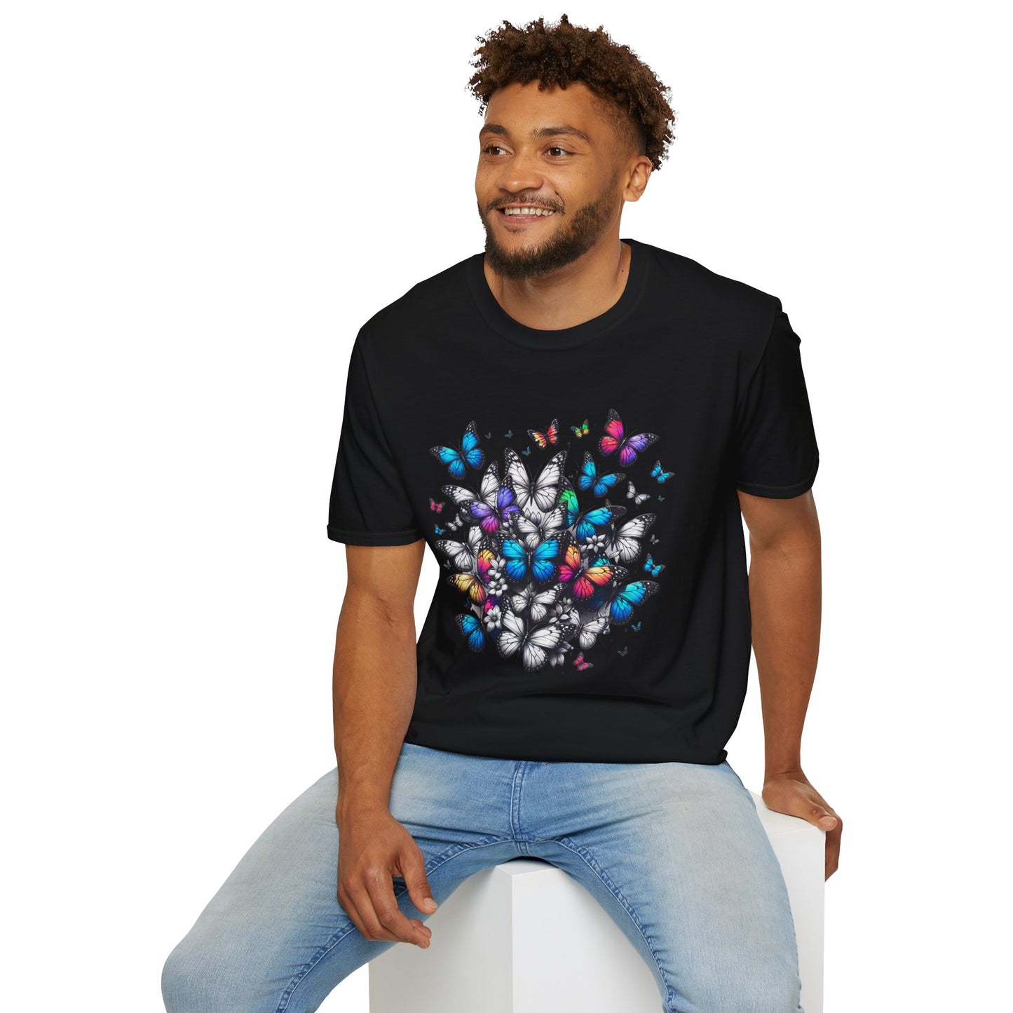 Colorful Butterfly Cluster Unisex Graphic T-Shirt