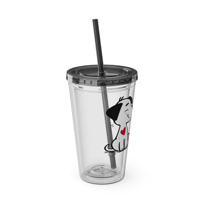 Love is a Four-Legged Word Dog Lover 16oz. Insulated Tumbler with Straw