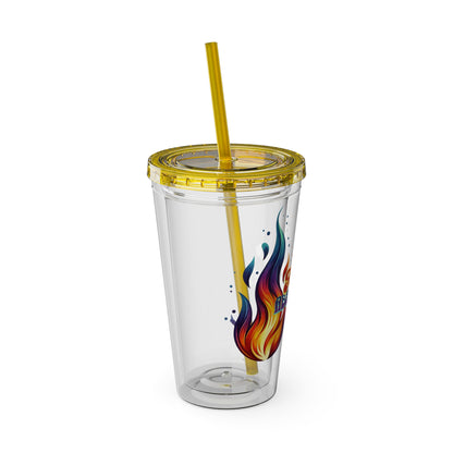 Flaming Pride 16oz Insulated Tumbler with Straw