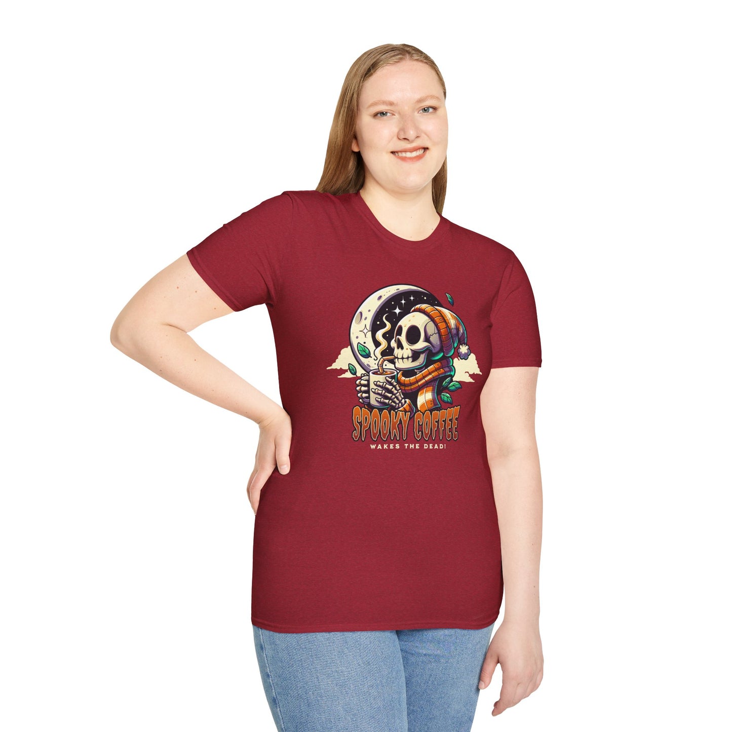 Spooky Coffee Skeleton Unisex Graphic T-Shirt