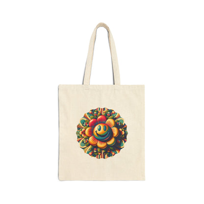 Cheerful Flower Cotton Canvas Tote Bag