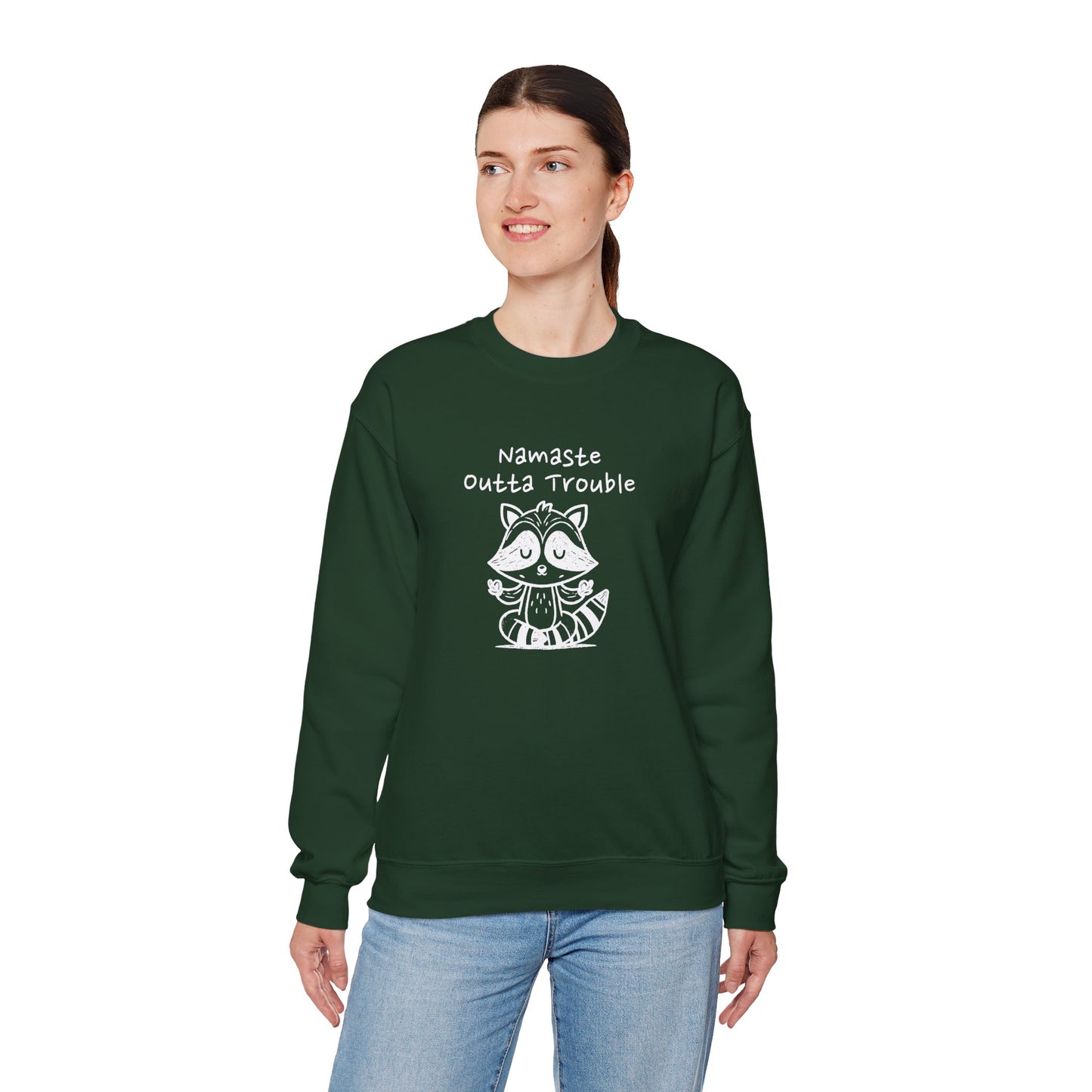 Namaste Outta Trouble Raccoon Unisex Crewneck Sweatshirt