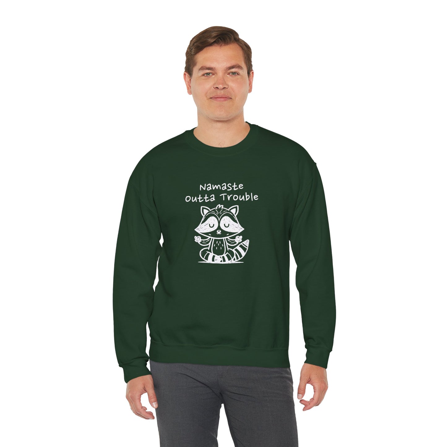 Namaste Outta Trouble Raccoon Unisex Crewneck Sweatshirt