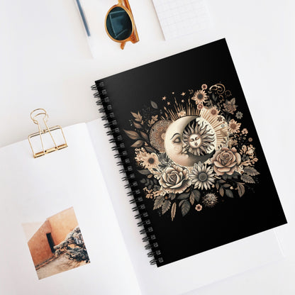 Celestial Sun and Moon Spiral Journal Notebook