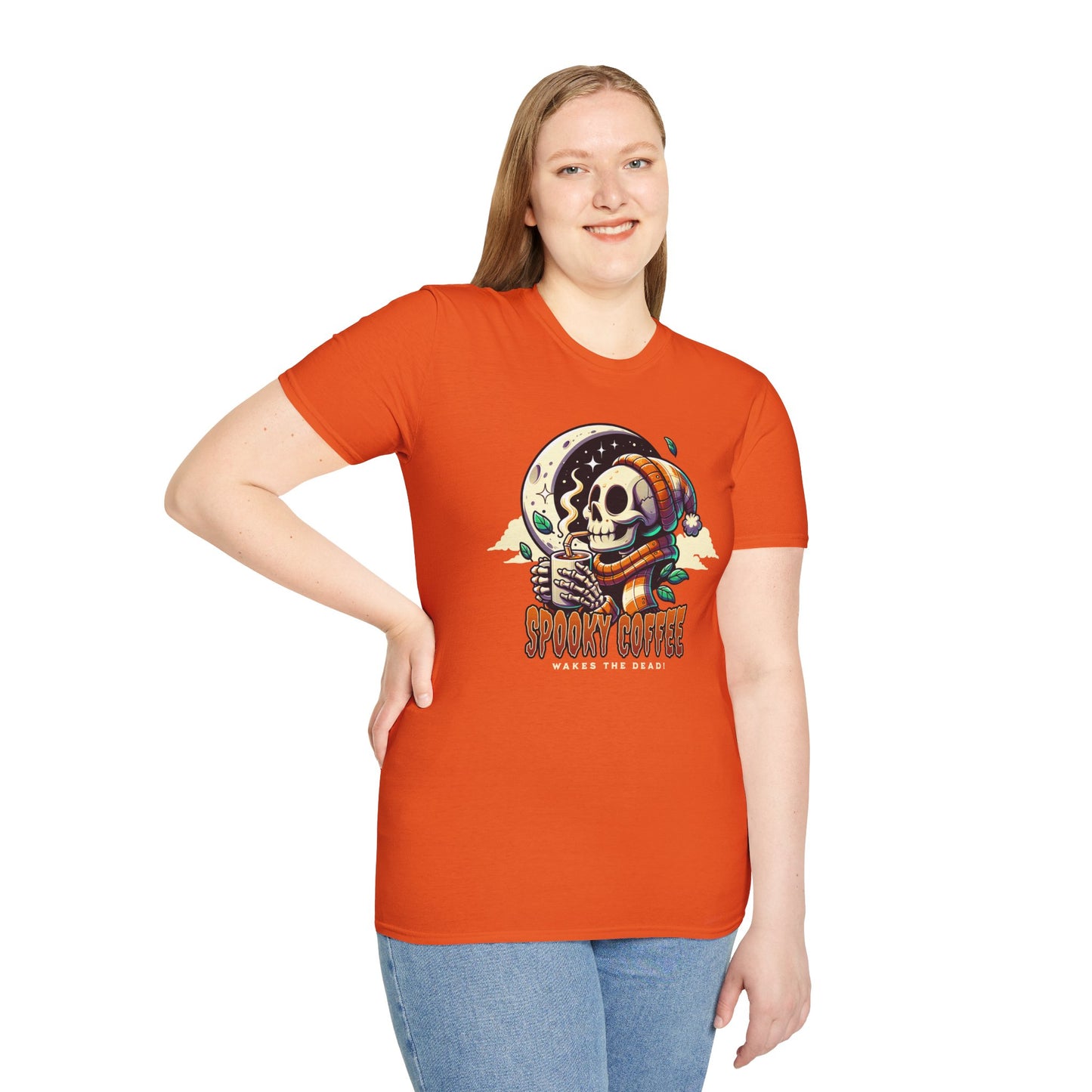 Spooky Coffee Skeleton Unisex Graphic T-Shirt