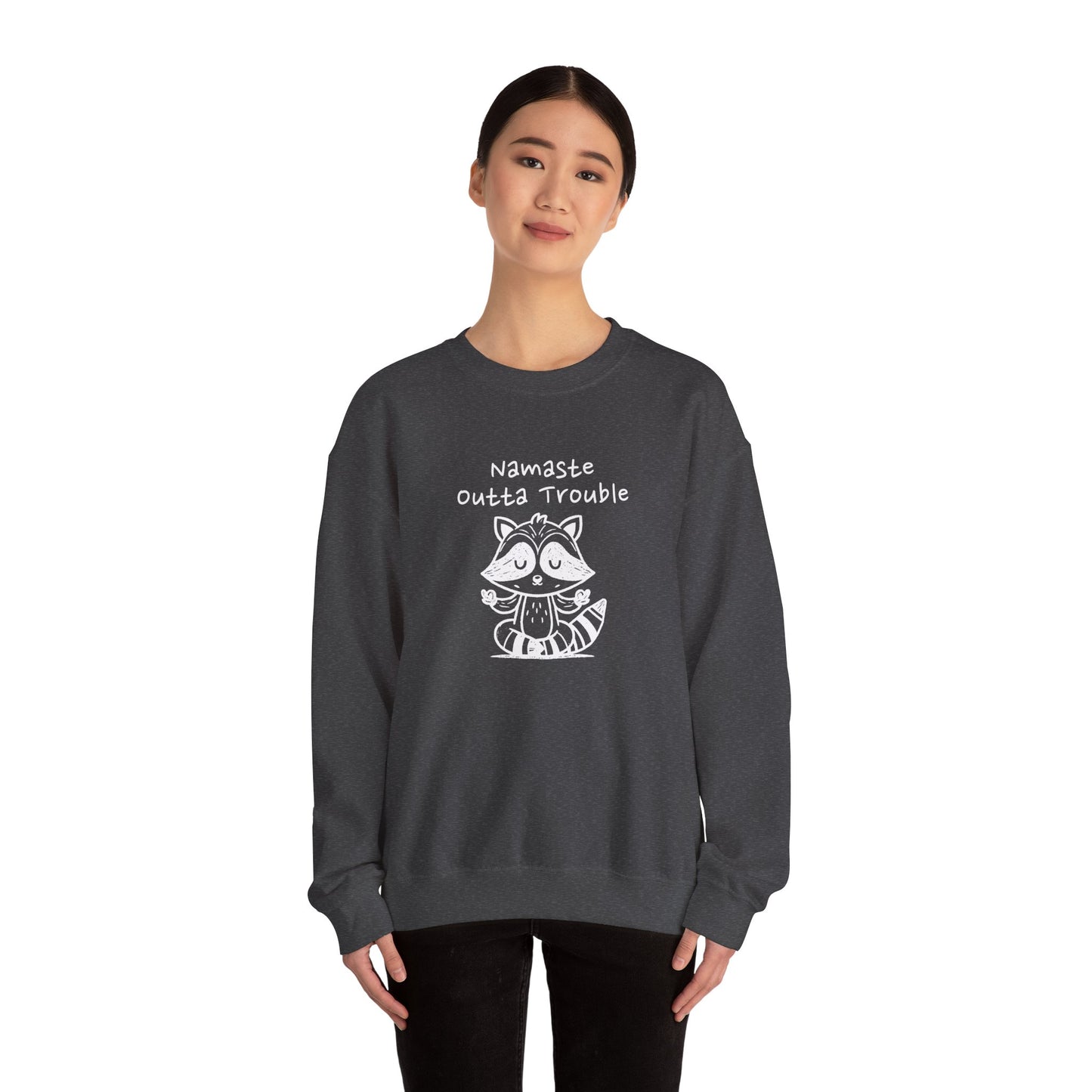 Namaste Outta Trouble Raccoon Unisex Crewneck Sweatshirt