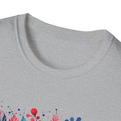 Red White & Bloom Floral Art Patriotic Unisex Graphic T-Shirt