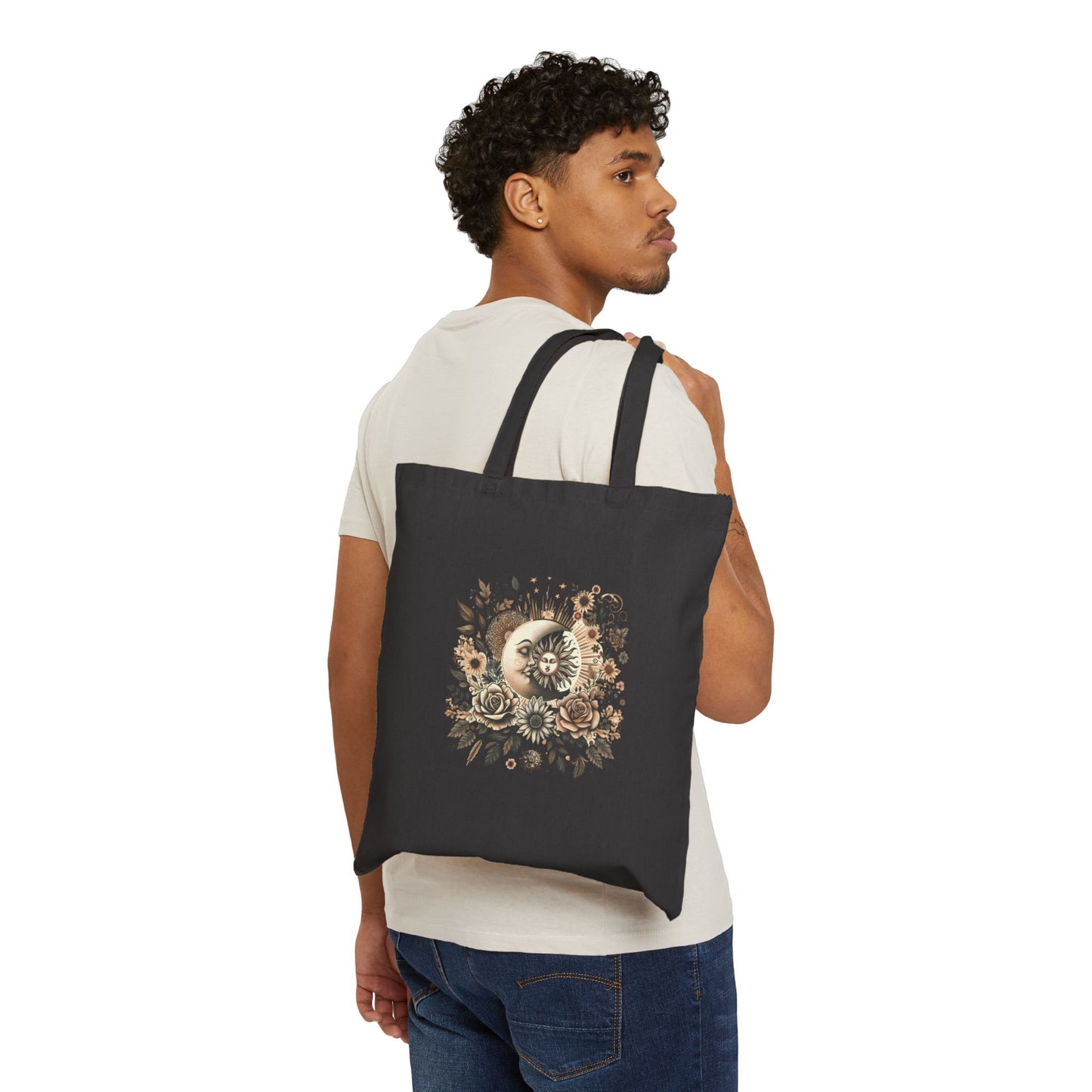 Celestial Bloom Cotton Canvas Tote Bag