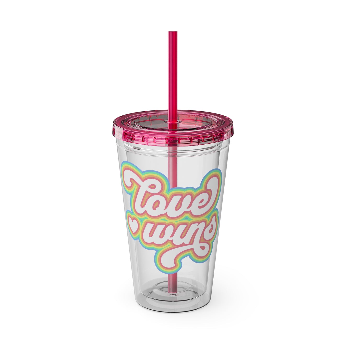 Love Wins 16oz. Insulated Tumbler with Straw