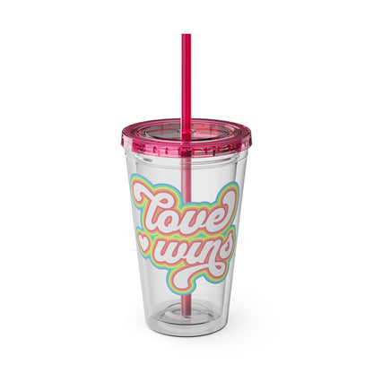 Love Wins 16oz. Insulated Tumbler with Straw