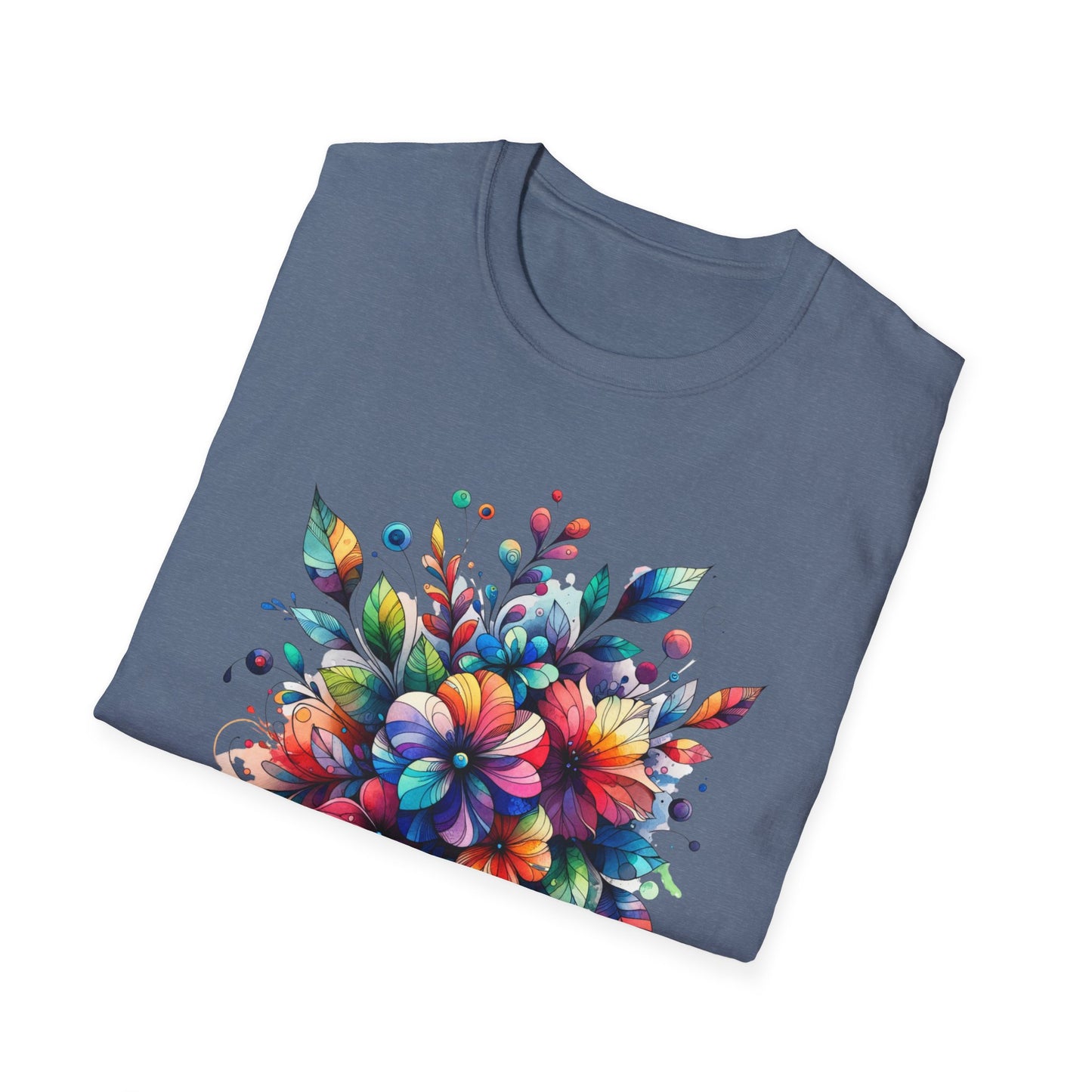 Rainbow Floral Explosion Unisex Graphic T-Shirt
