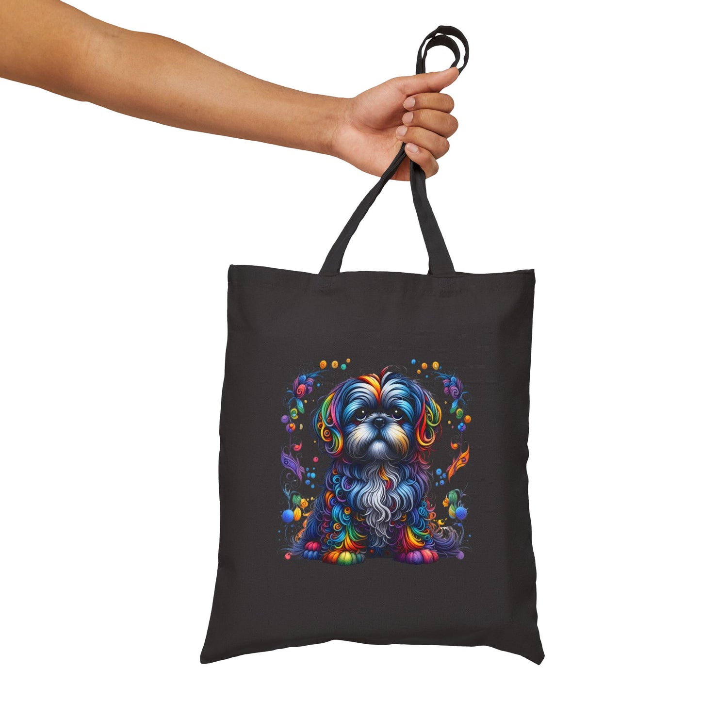Colorful Shih Tzu Cotton Canvas Tote Bag