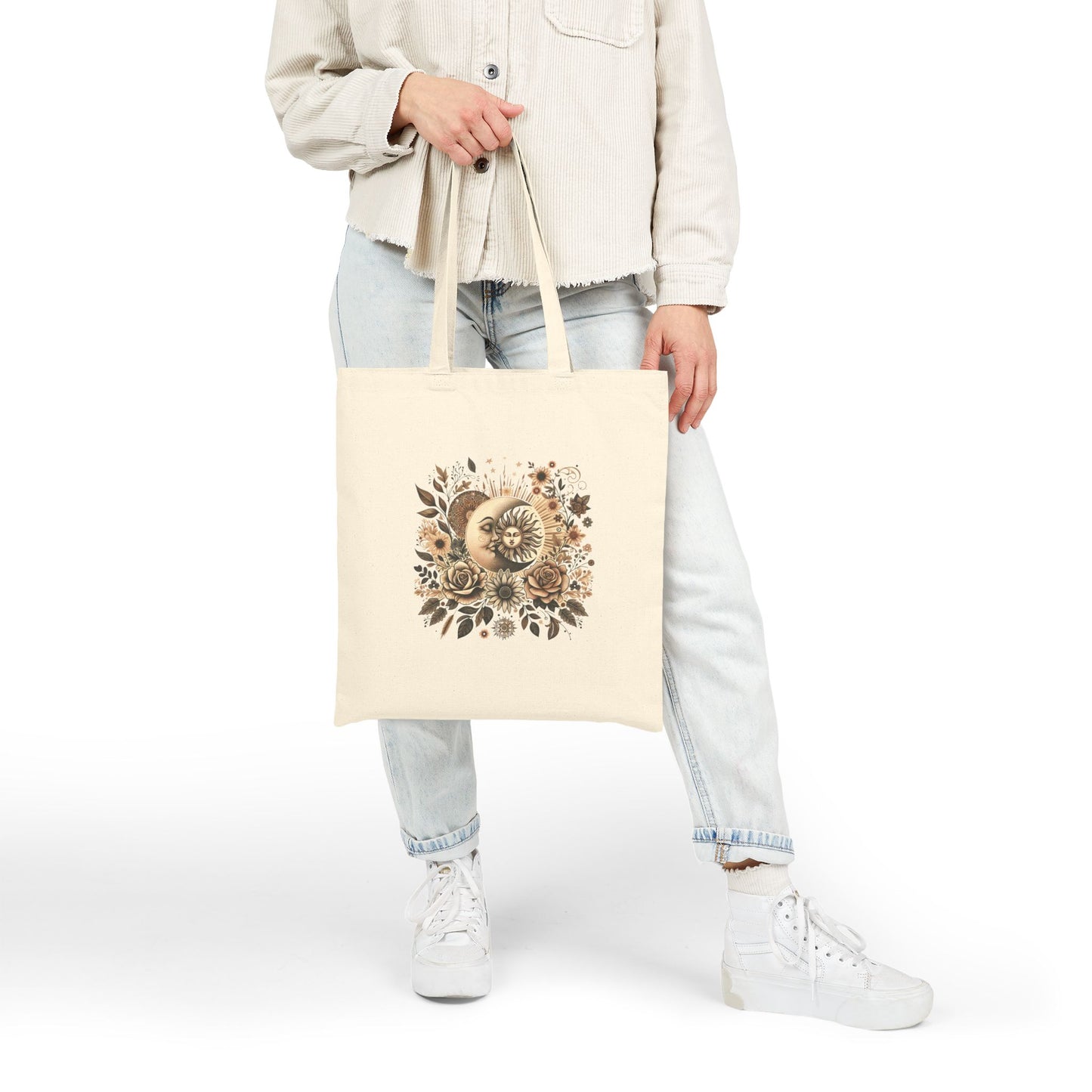 Celestial Bloom Cotton Canvas Tote Bag