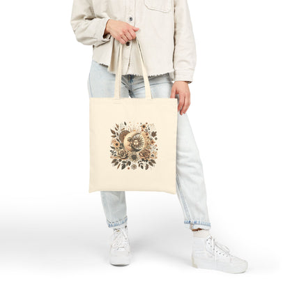 Celestial Bloom Cotton Canvas Tote Bag