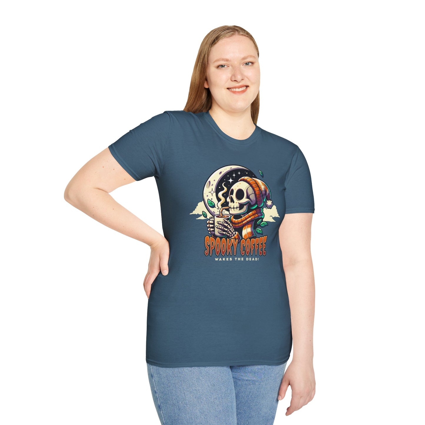 Spooky Coffee Skeleton Unisex Graphic T-Shirt