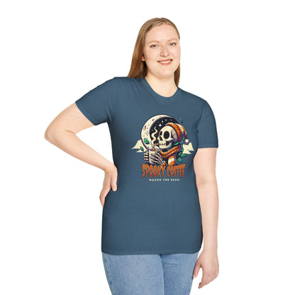 Spooky Coffee Skeleton Unisex Graphic T-Shirt