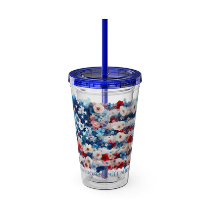 Patriotic Floral 16oz. Insulated Tumbler with Straw