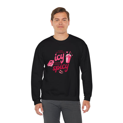 Icy Coffee Spicy Books Unisex Crewneck Sweatshirt