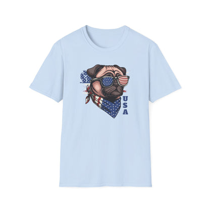 Patriotic Pug Dog USA Unisex Graphic T-Shirt