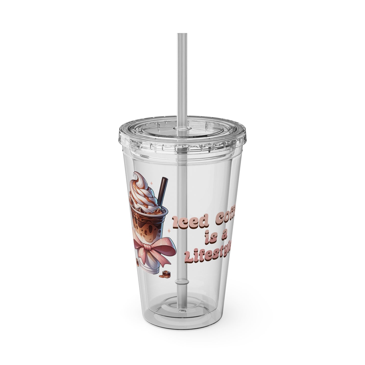 Iced Coffee is a Lifestyle 16oz Insulated Tumbler with Straw