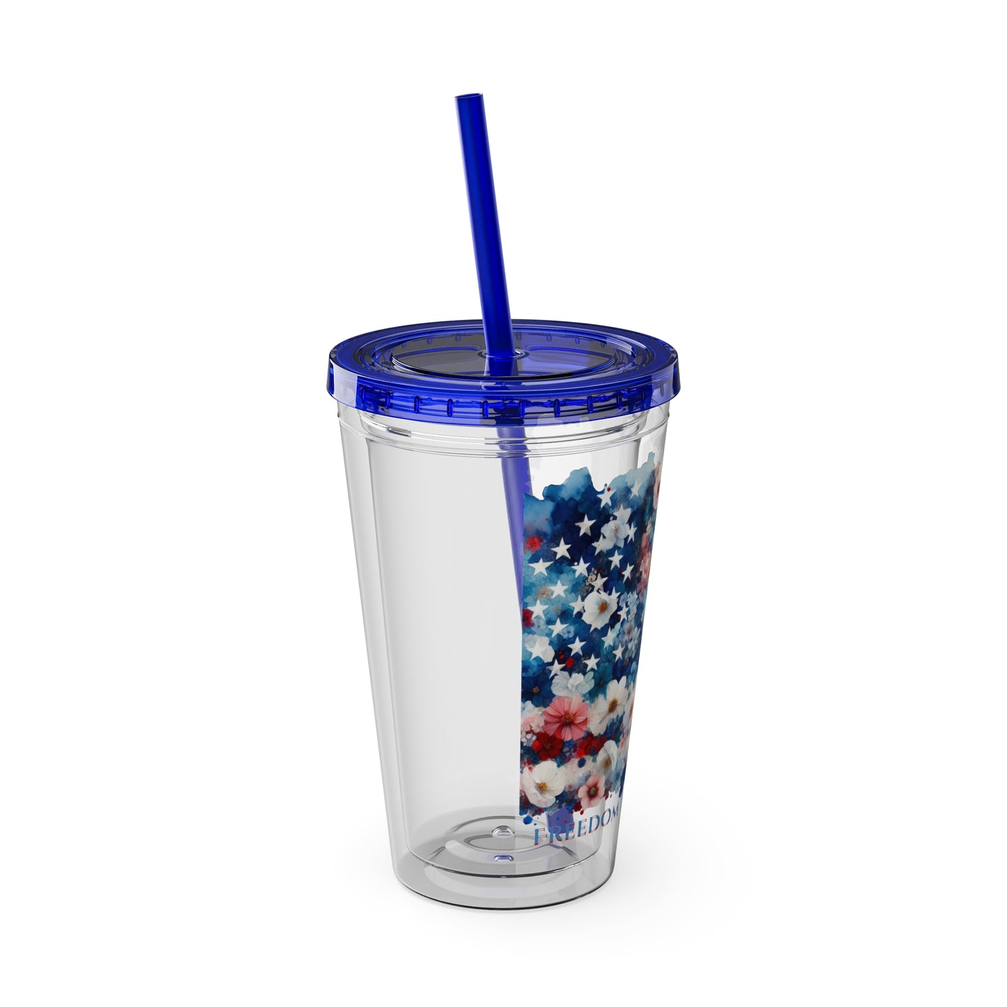 Patriotic Floral 16oz. Insulated Tumbler with Straw