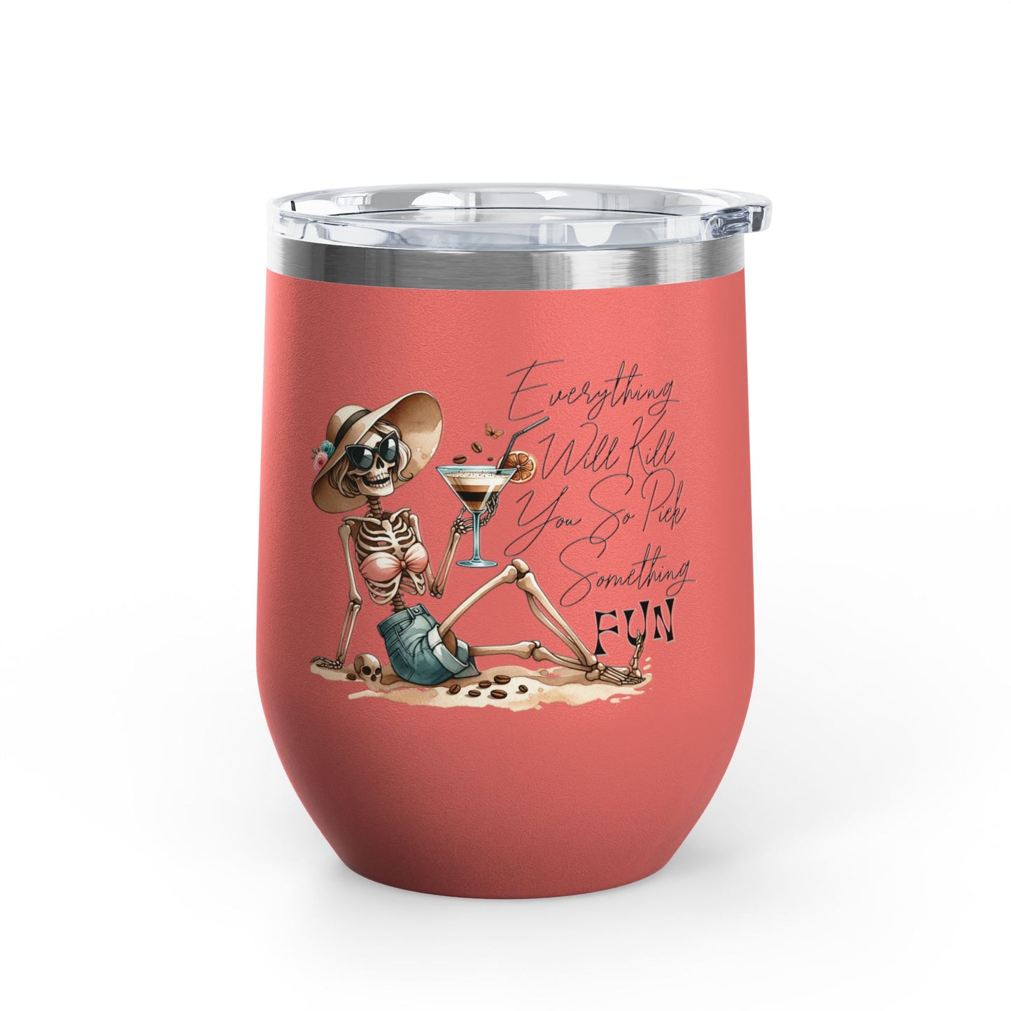 Pick Something Fun Skeleton 12oz Insulated Wine Cup