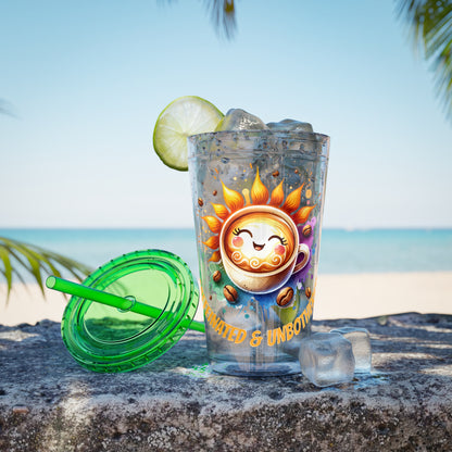Caffeinated & Unbothered 16oz Insulated Tumbler with Straw
