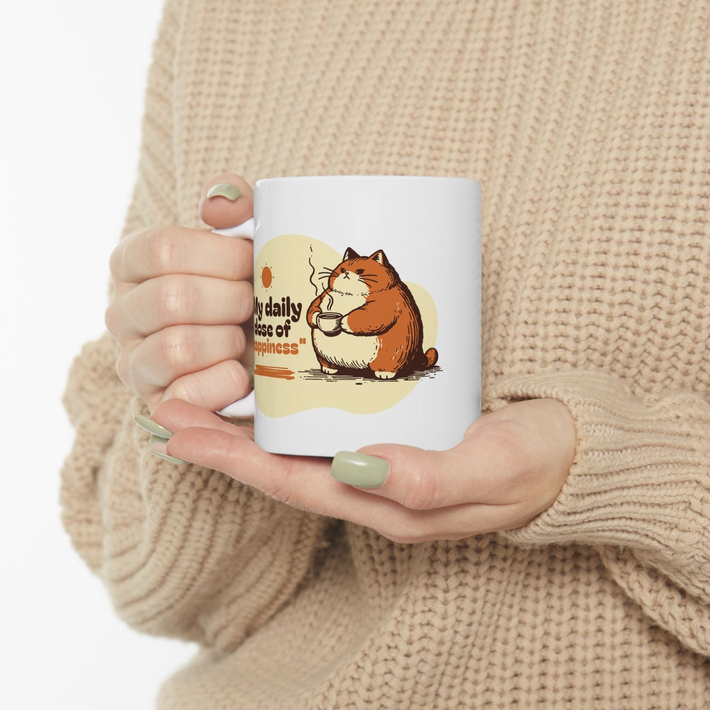 My Daily Dose of Happiness Cute Cat Ceramic Mug