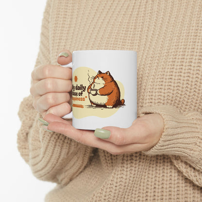 My Daily Dose of Happiness Cute Cat Ceramic Mug