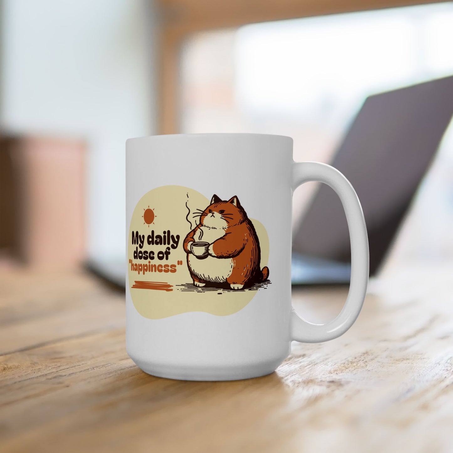 My Daily Dose of Happiness Cute Cat Ceramic Mug