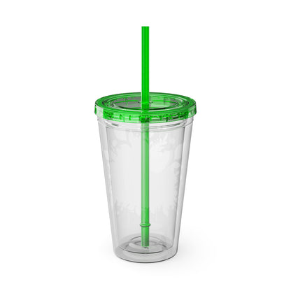 Rainbow Floral Explosion 16oz. Insulated Tumbler with Straw