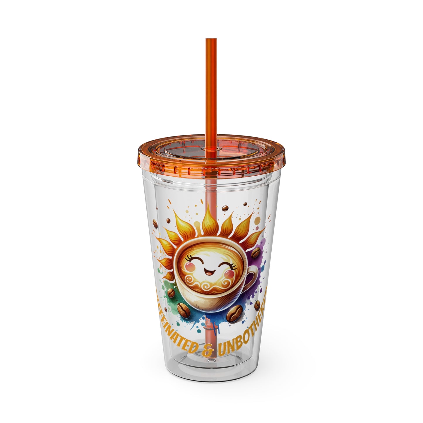 Caffeinated & Unbothered 16oz Insulated Tumbler with Straw
