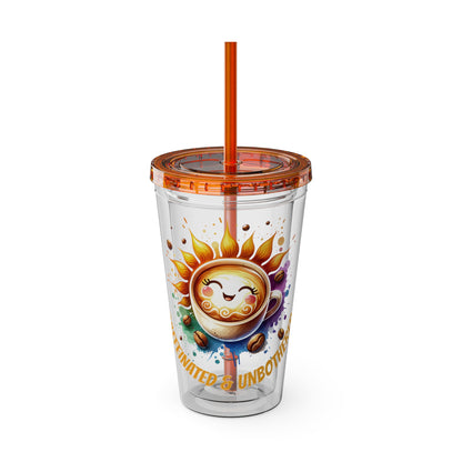 Caffeinated & Unbothered 16oz Insulated Tumbler with Straw