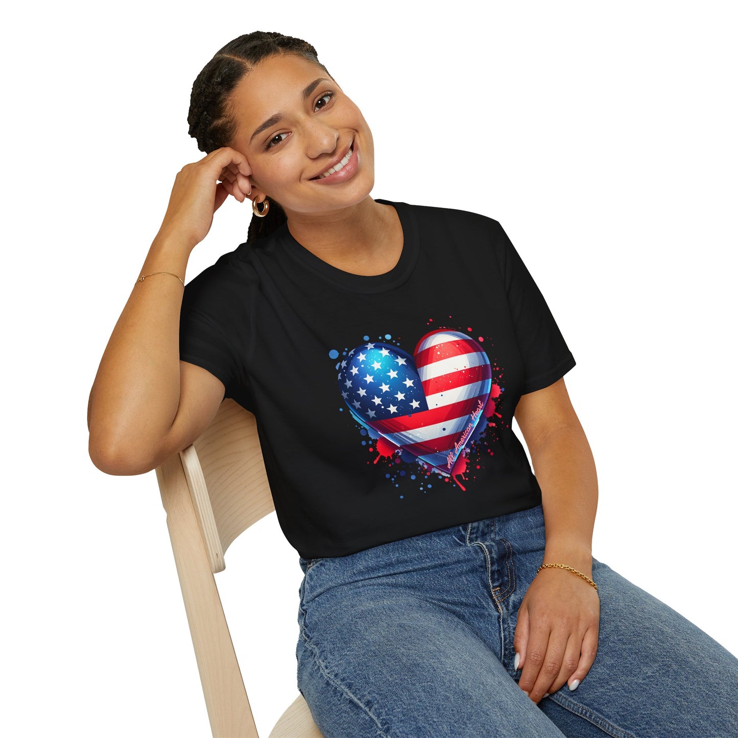 All American Heart Patriotic Unisex Graphic T-Shirt