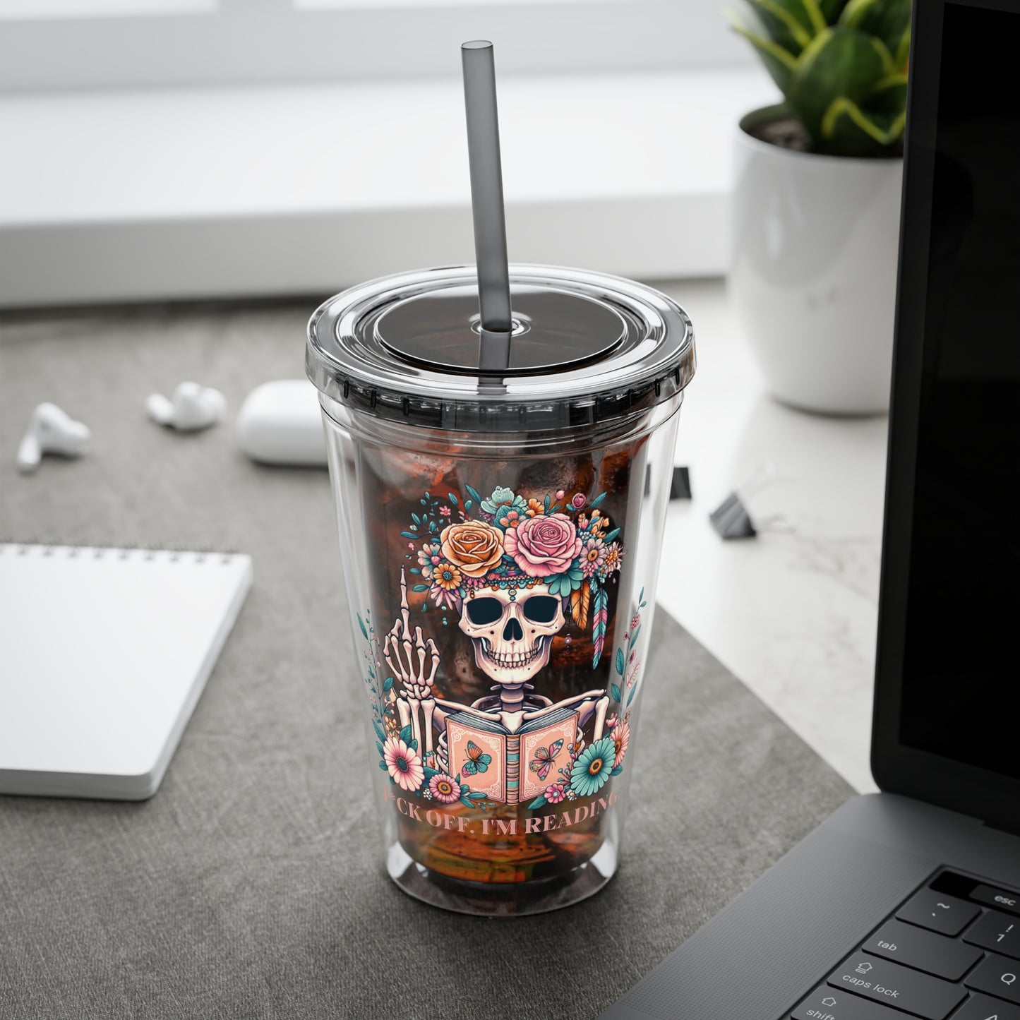 F*ck Off I'm Reading 16oz Tumbler Cup with Straw