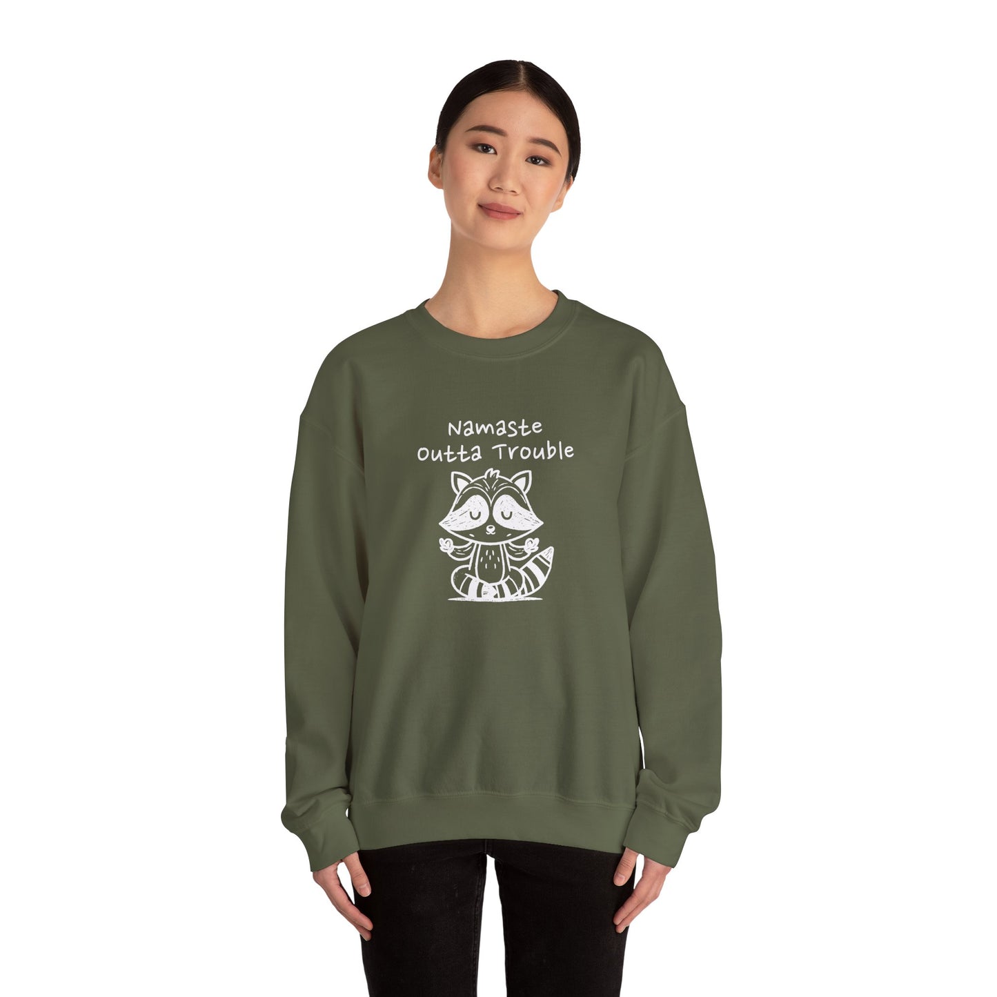 Namaste Outta Trouble Raccoon Unisex Crewneck Sweatshirt