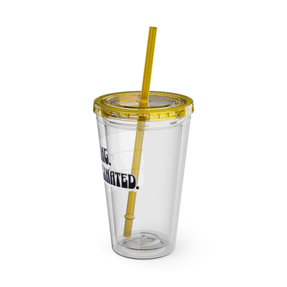 Overthinking. Overcaffeinated. Over It 16oz Insulated Tumbler with Straw