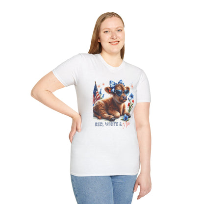 Red, White, and Moo Patriotic Cow Unisex Graphic T-Shirt