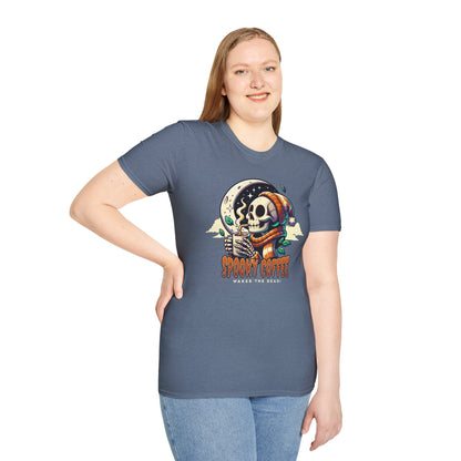 Spooky Coffee Skeleton Unisex Graphic T-Shirt