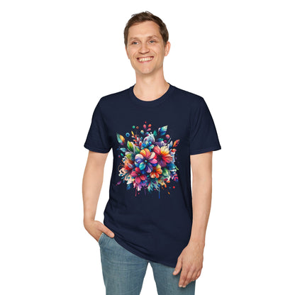 Rainbow Floral Explosion Unisex Graphic T-Shirt