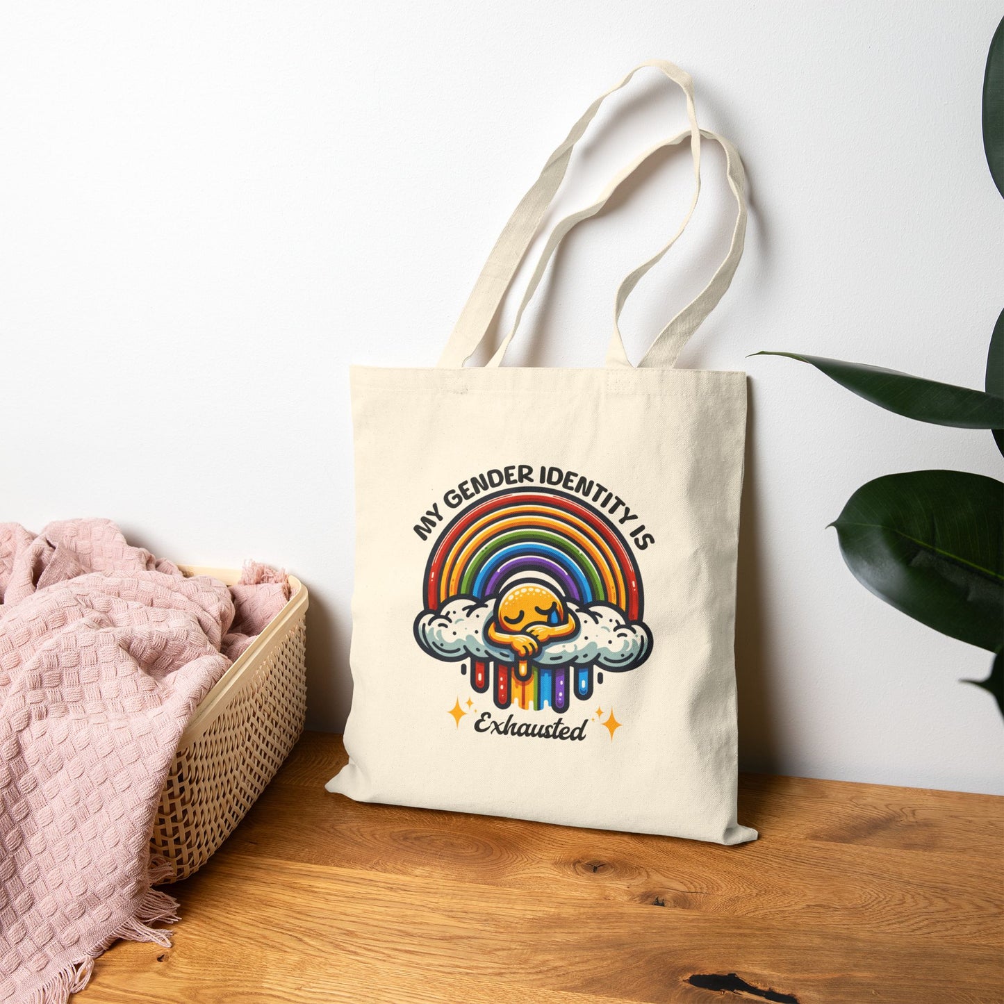 Exhausted Gender Identity Cotton Canvas Tote Bag