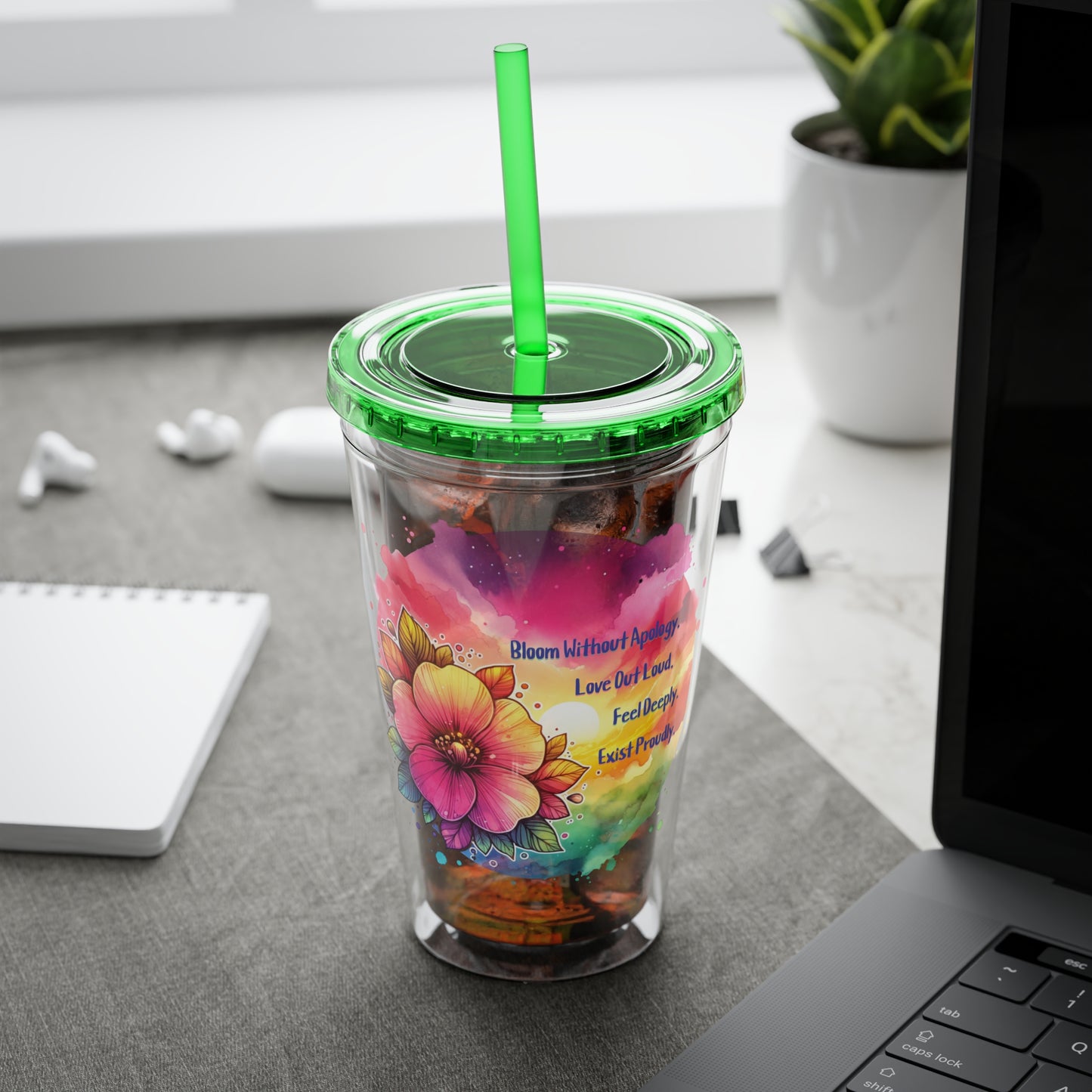 Bloom Without Apology 16oz. Insulated Tumbler with Straw