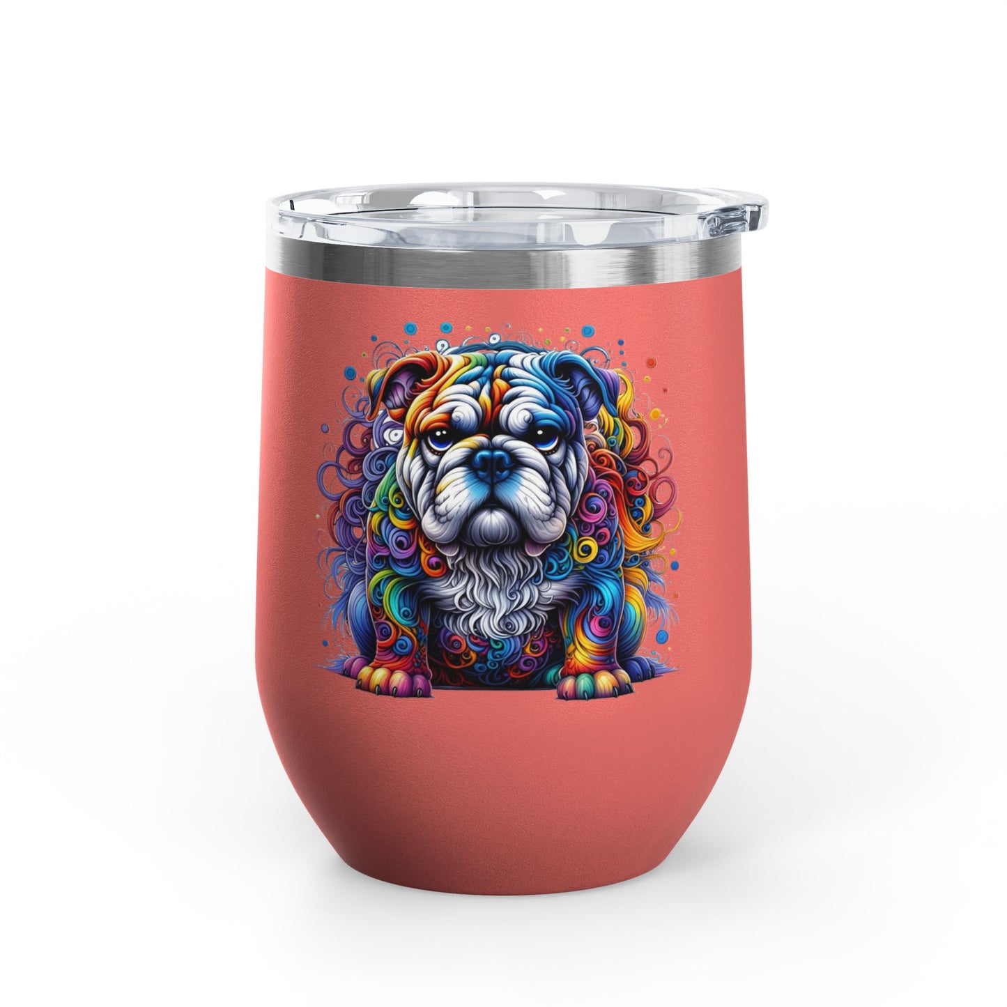 Colorful Bulldog 12oz. Insulated Wine Tumbler