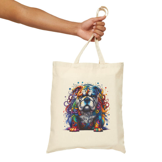 Colorful Bulldog Cotton Canvas Tote Bag