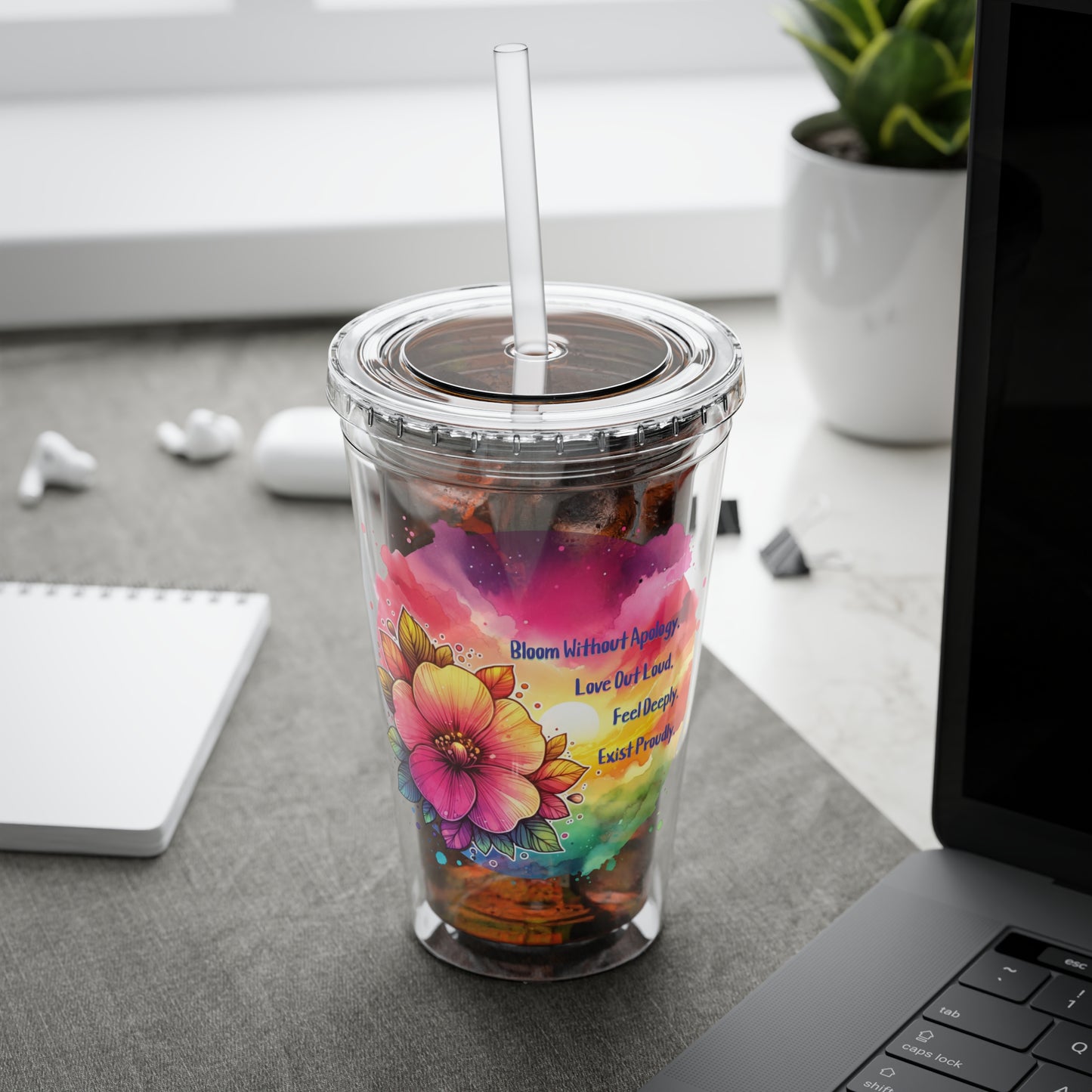 Bloom Without Apology 16oz. Insulated Tumbler with Straw