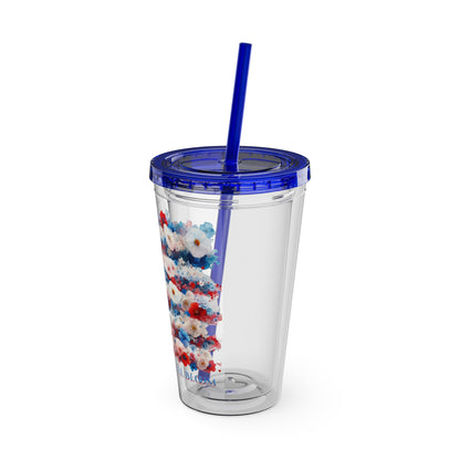 Patriotic Floral 16oz. Insulated Tumbler with Straw