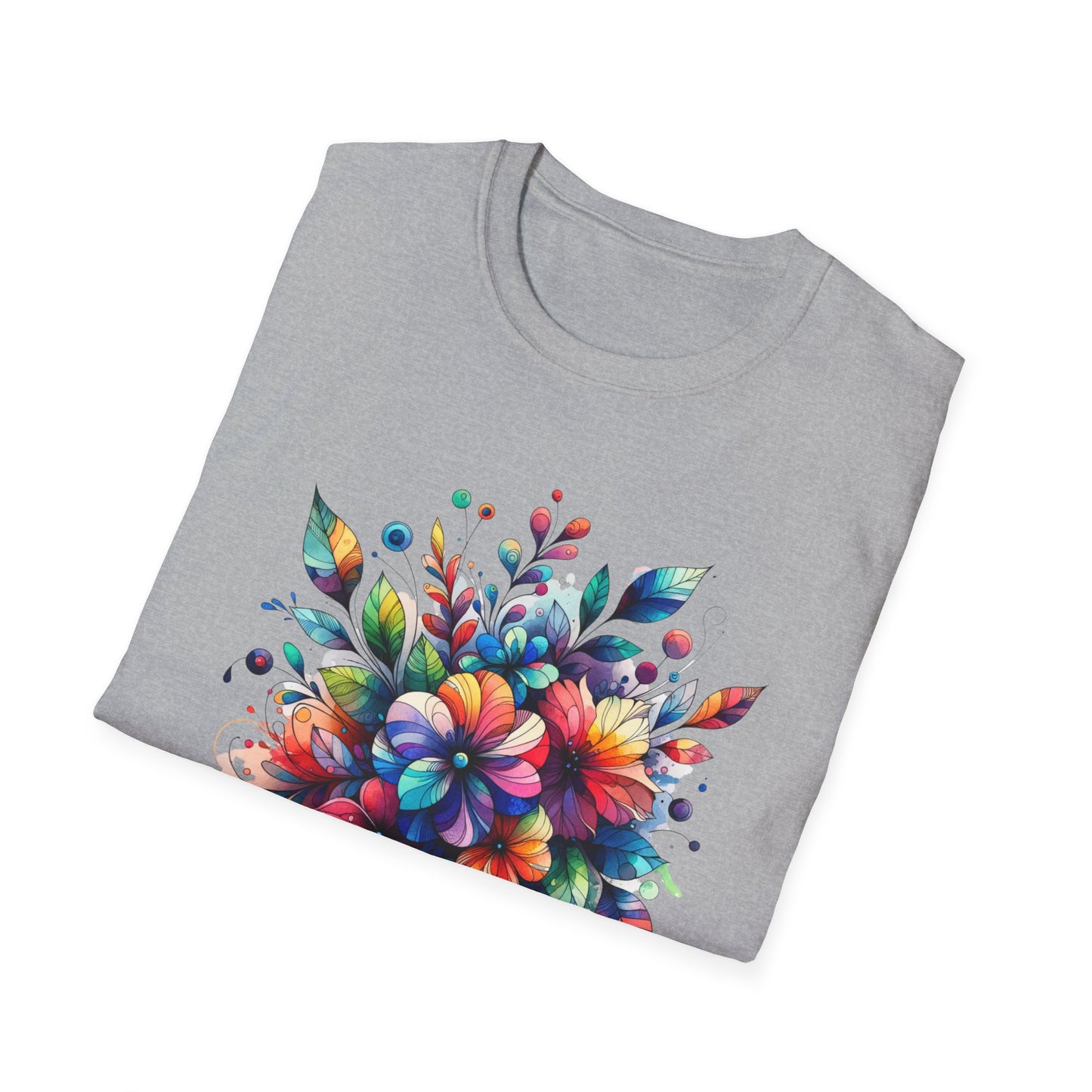 Rainbow Floral Explosion Unisex Graphic T-Shirt