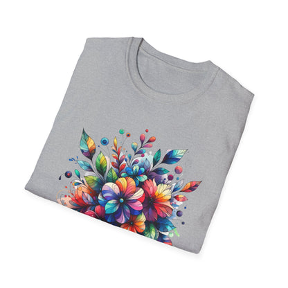 Rainbow Floral Explosion Unisex Graphic T-Shirt
