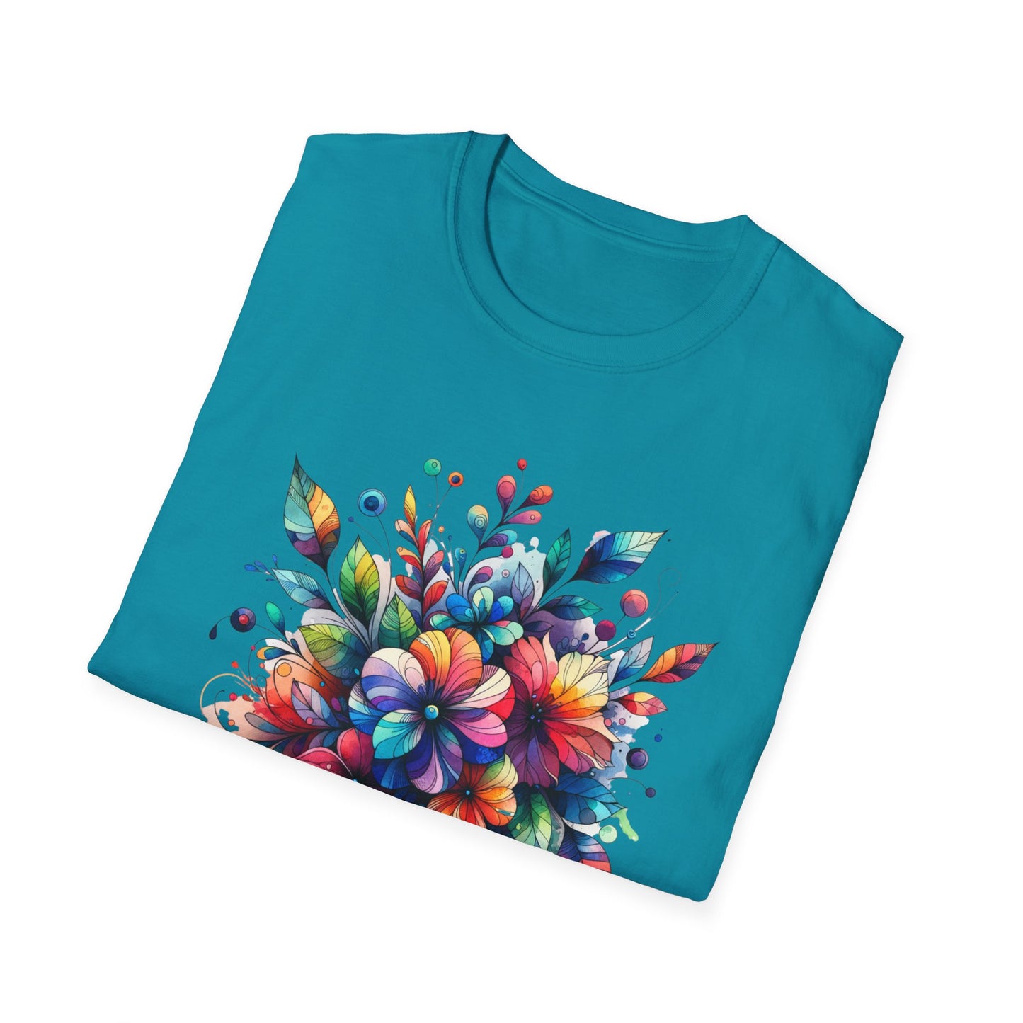 Rainbow Floral Explosion Unisex Graphic T-Shirt